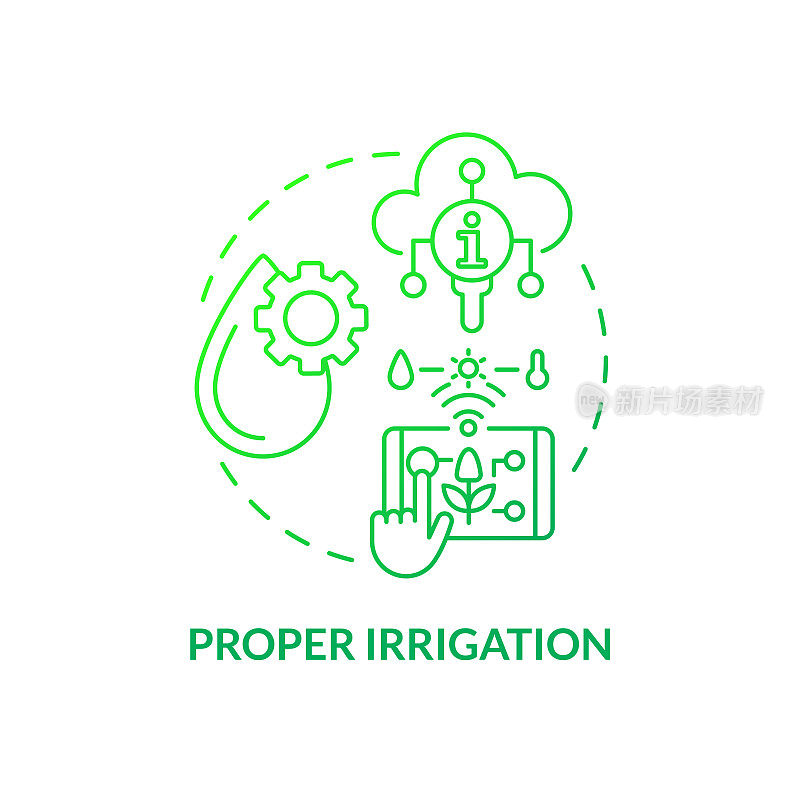 适当的灌溉绿色梯度概念图标