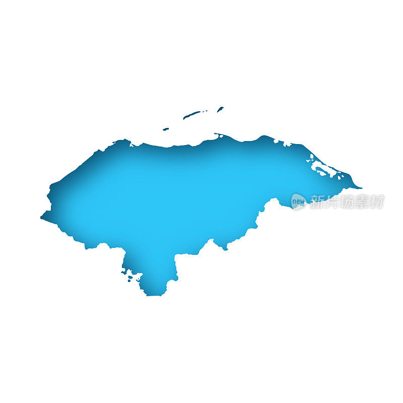 洪都拉斯地图-白纸，蓝色背景