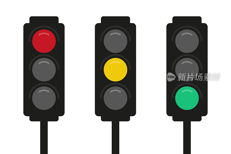 红、黄、绿交通信号灯图标。
