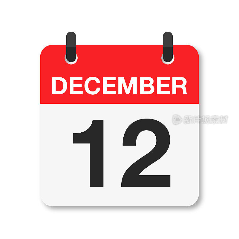 12月12日-每日日历图标-白色背景