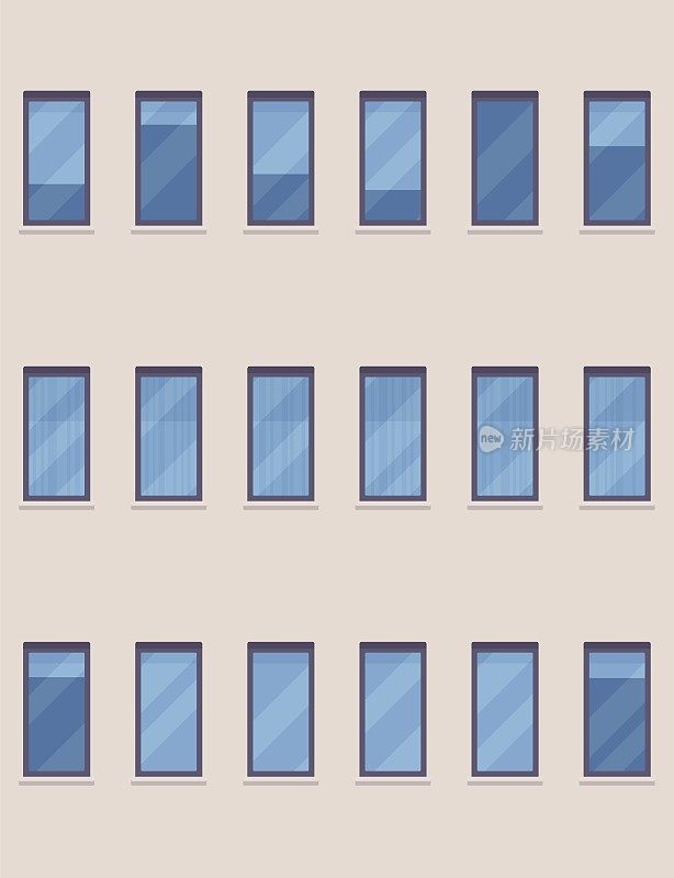 现代城市立面玻璃蓝窗
