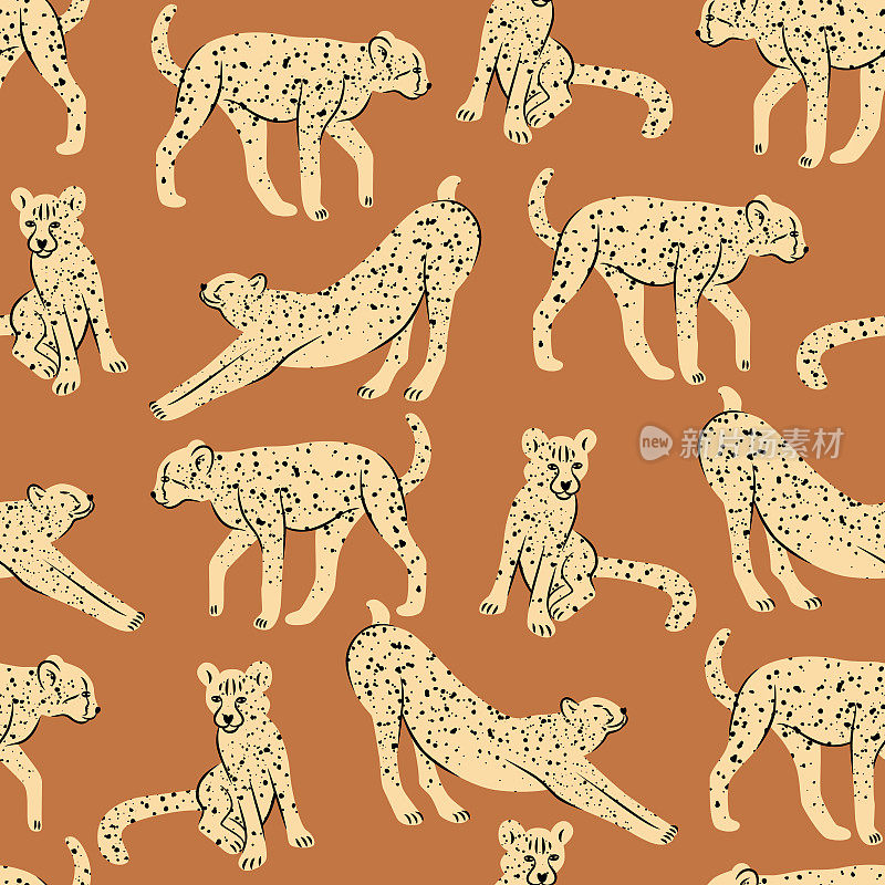 矢量无缝模式与非洲热带草原上的猎豹