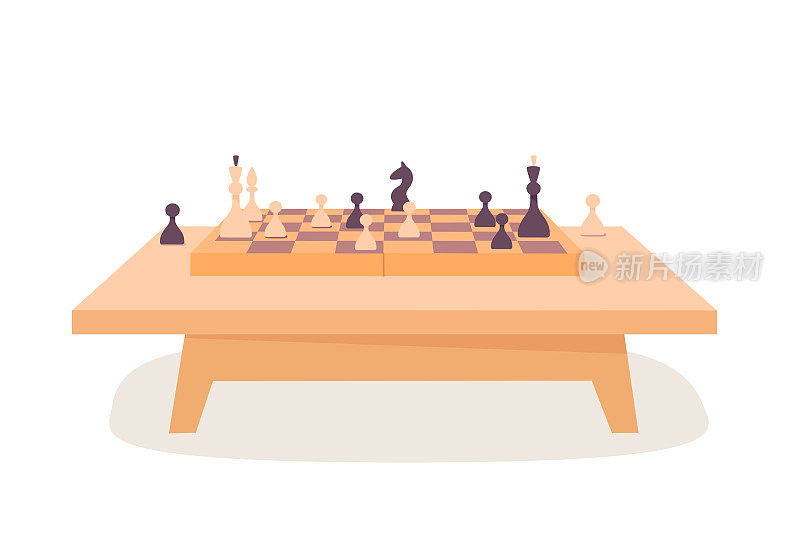 棋盘桌，适合下棋策略游戏和儿童挑战，木质棋盘桌