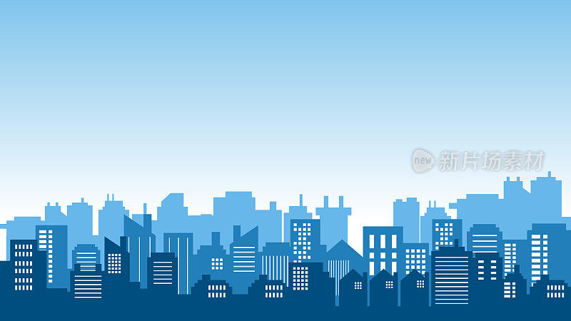 城市轮廓高楼大厦与蓝天