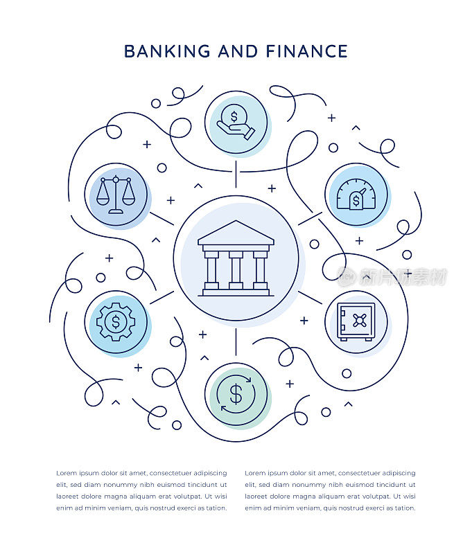 银行和金融六步信息图表模板
