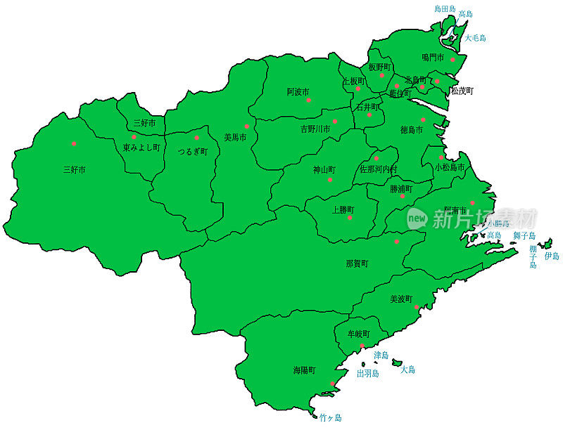 德岛地图绿色插图