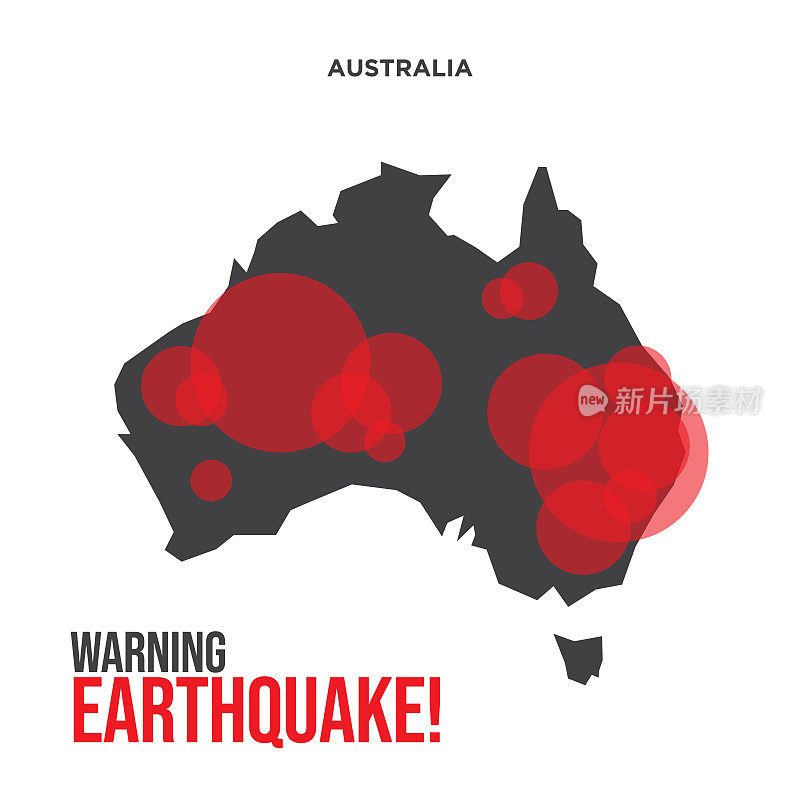 澳大利亚地震波与圆振动，设计为教育，科学和新闻，矢量插图。股票插图