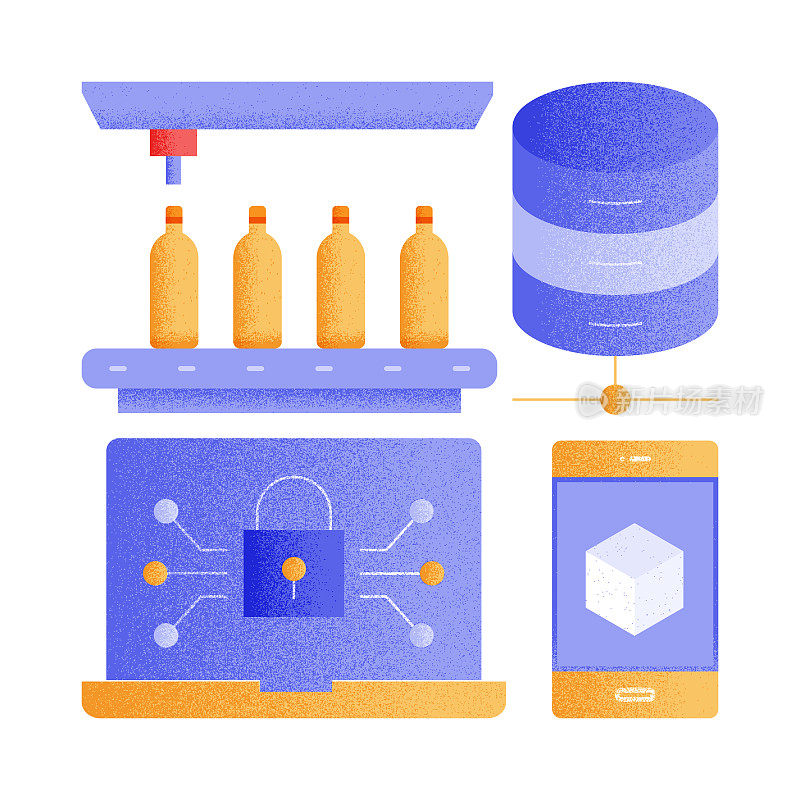 工业4.0相关矢量图标。