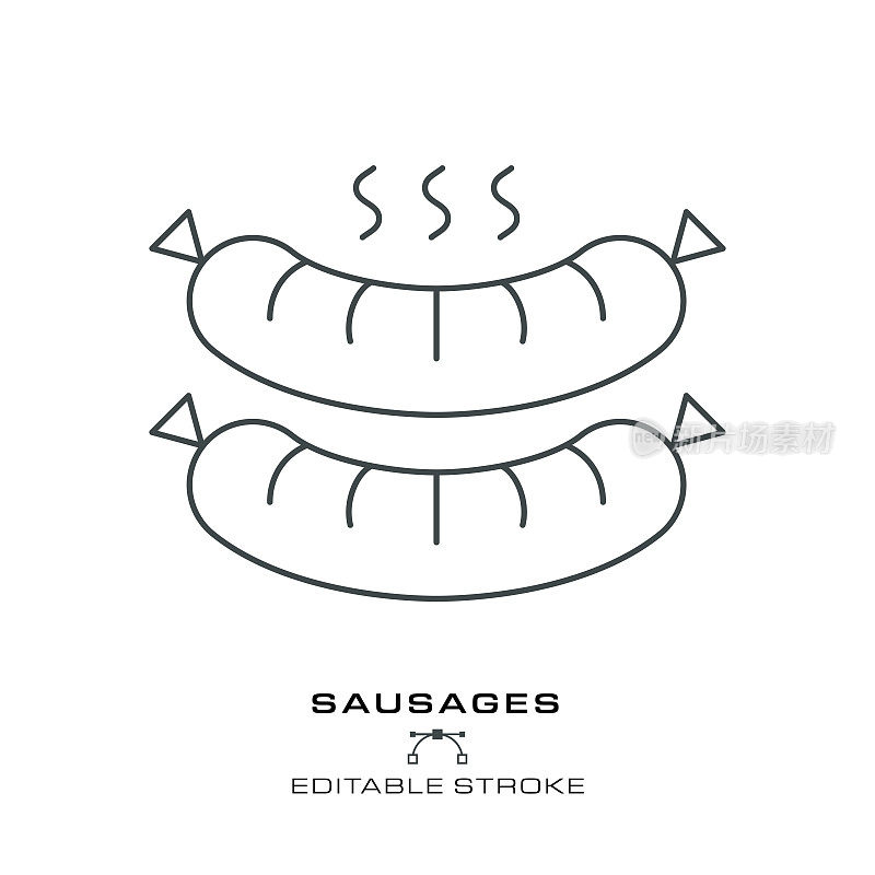 香肠-单一烹饪图标-可编辑的笔画。