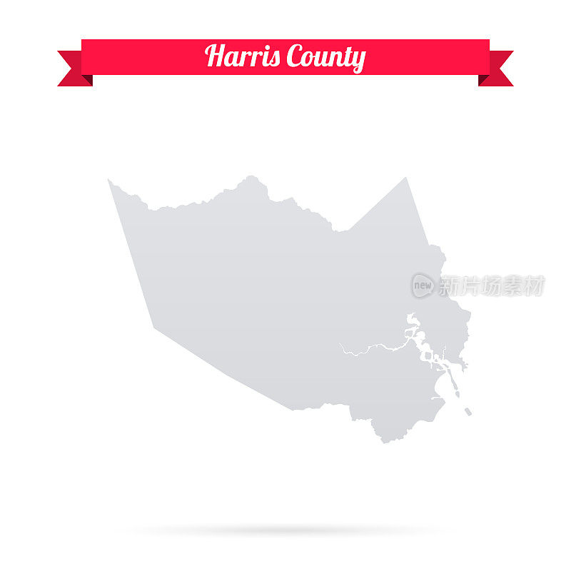 哈里斯县，德克萨斯州。白底红旗地图