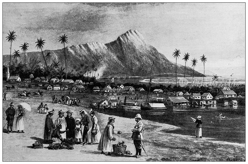 来自英国杂志的古董图片:美国吞并夏威夷，檀香山