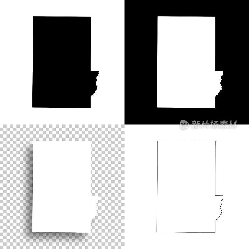 印第安纳州普特南县。设计地图。空白，白色和黑色背景
