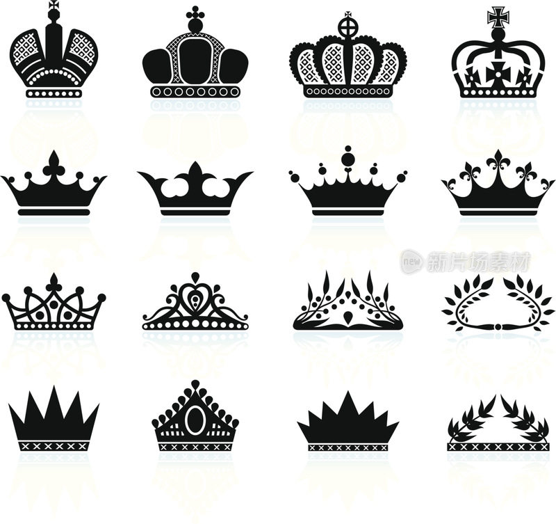 皇家皇冠和皇冠皇室免费矢量图标集