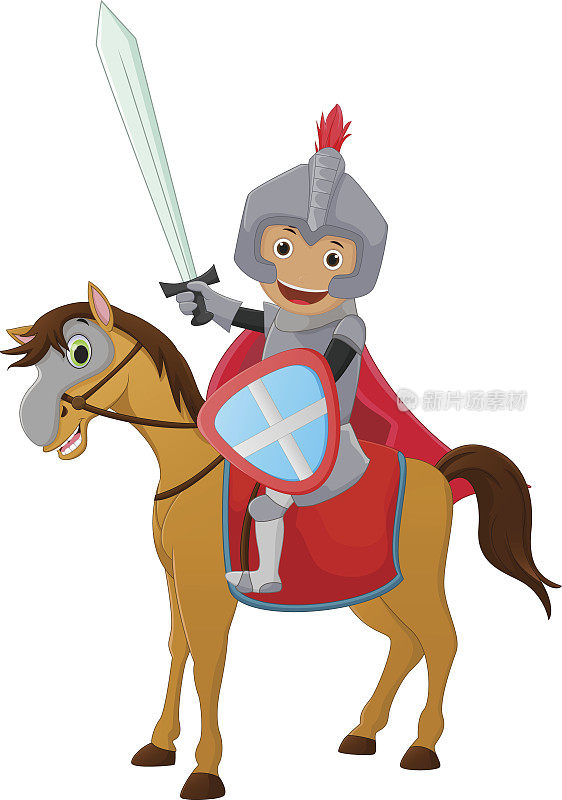 勇敢的骑士骑马的插图