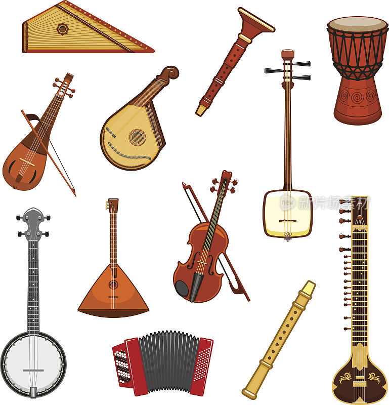 古典和民族乐器图标集