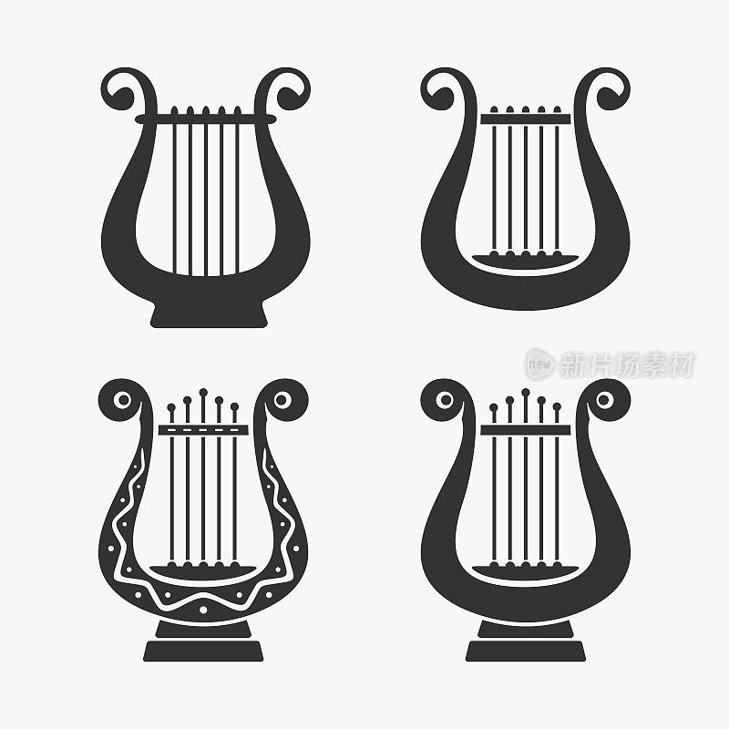 希腊竖琴符号矢量插图
