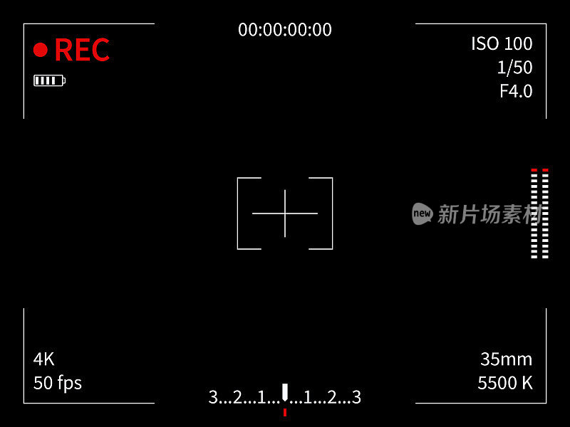 相机显示。取景器记录对焦相机视频屏幕捕捉照片电影线取景器取景器，黑色矢量模板