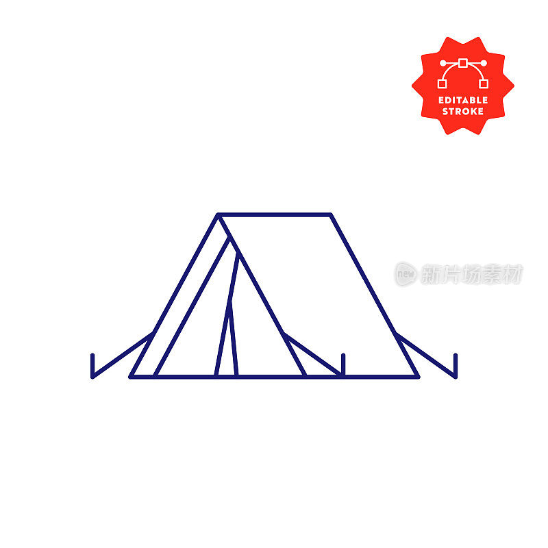 带有可编辑描边和完美像素的帐篷线图标。