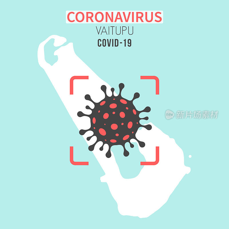 卫图普地图，红色取景器显示冠状病毒(COVID-19)细胞