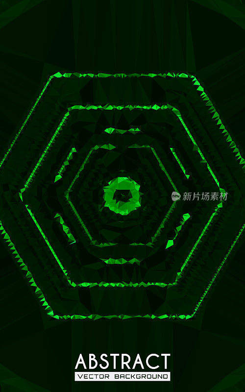 抽象绿色六边形多边形超现实二进制代码背景