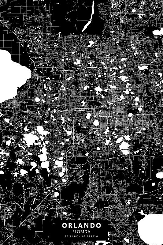 奥兰多，佛罗里达矢量地图