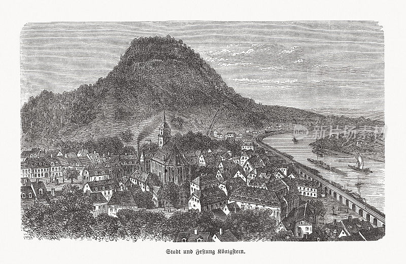 K?nigstein，瑞士撒克逊，德国，木刻，1893年出版