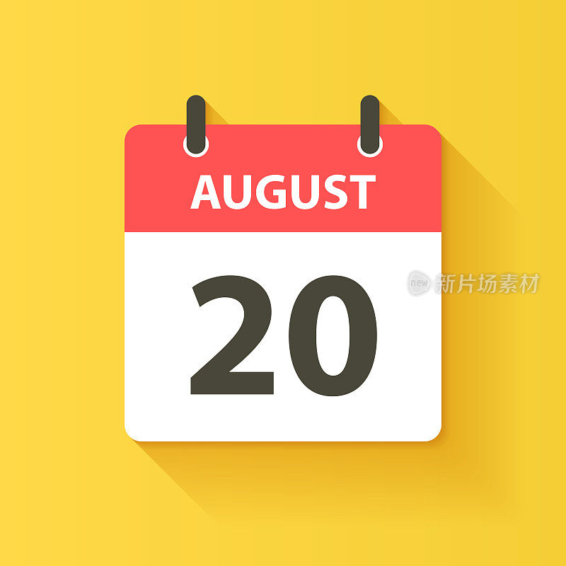 8月20日-日日历图标在平面设计风格