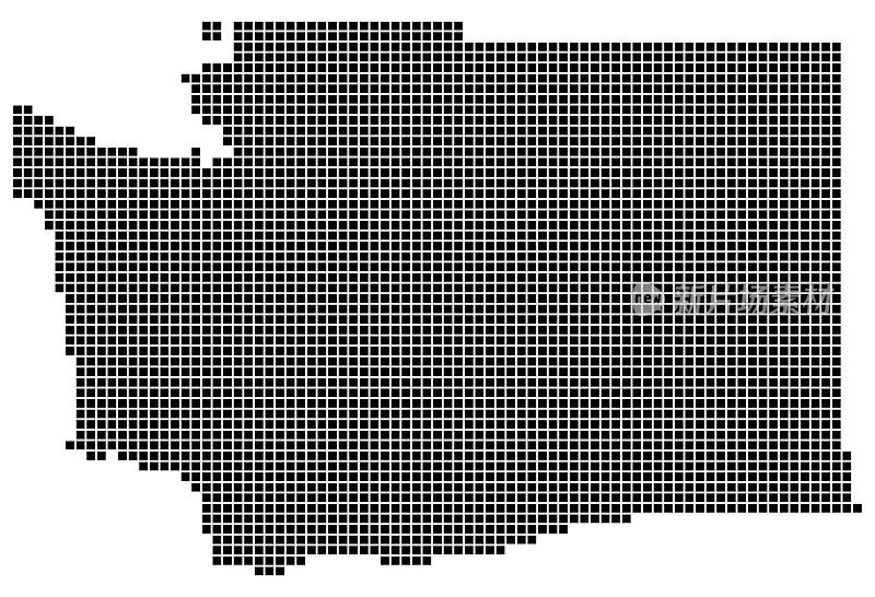 华盛顿州地图正方形的点状