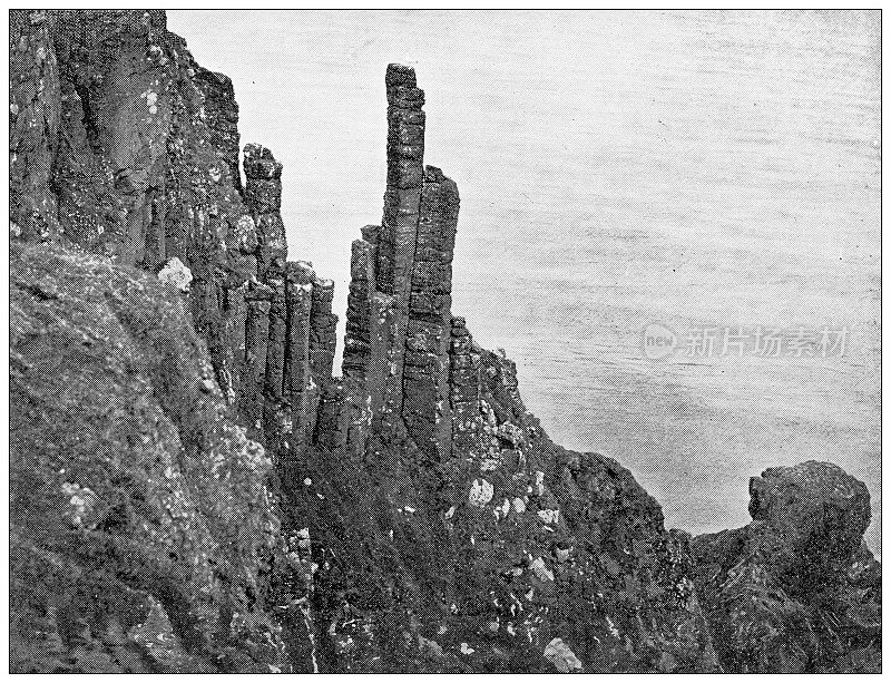 爱尔兰古老的旅行照片:烟囱顶，伟大的堤道