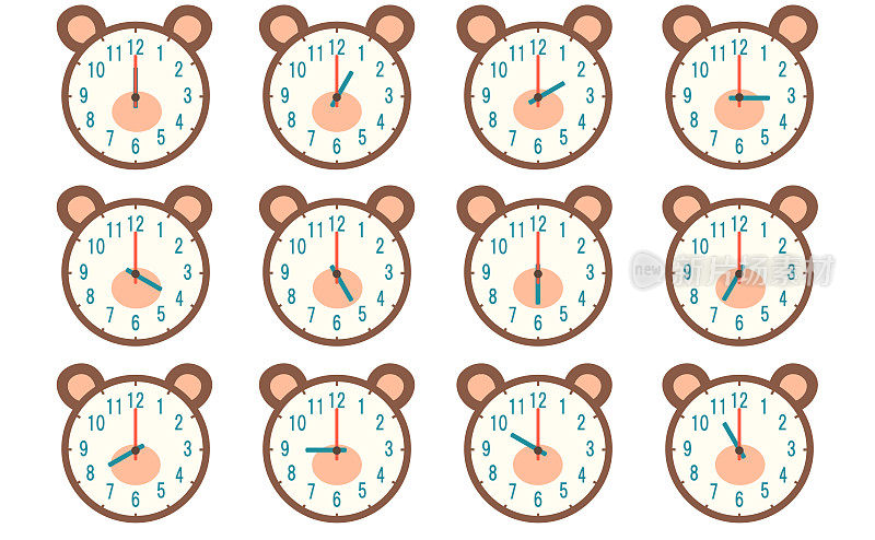 小熊设计时钟插图集