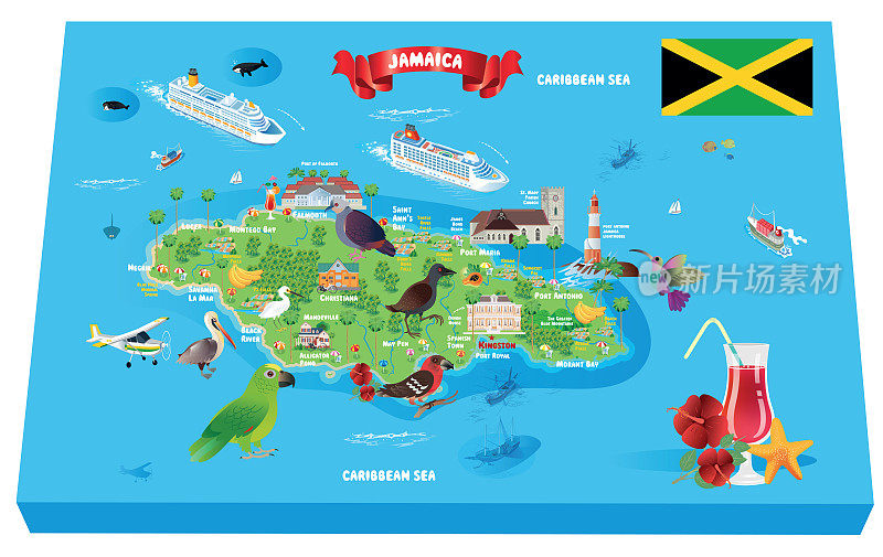 牙买加卡通地图