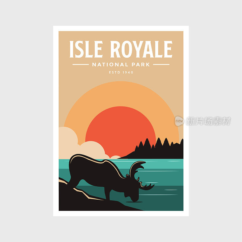 皇家岛国家公园海报矢量插图设计