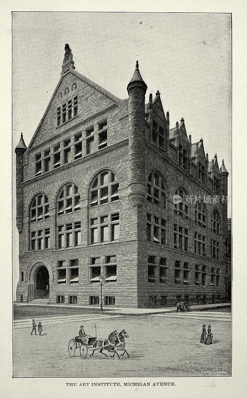 美国维多利亚建筑，艺术学院，密歇根大道，芝加哥，19世纪