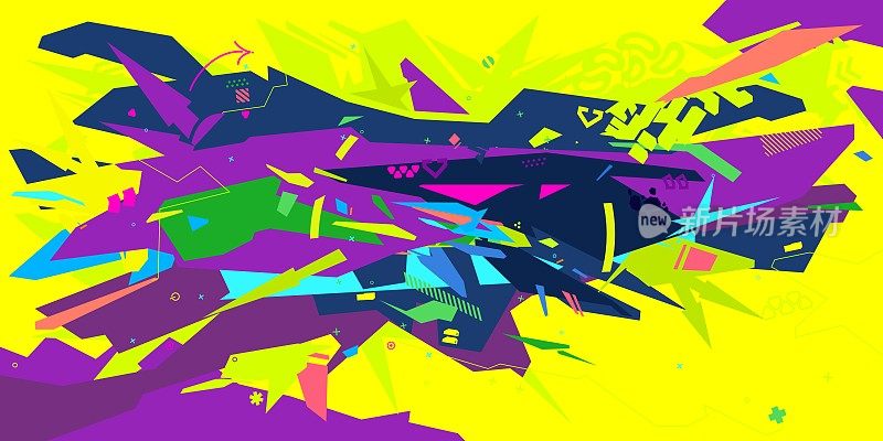 未来潮流机甲高达赛博朋克风格彩色抽象城市街头艺术涂鸦矢量插图模板背景