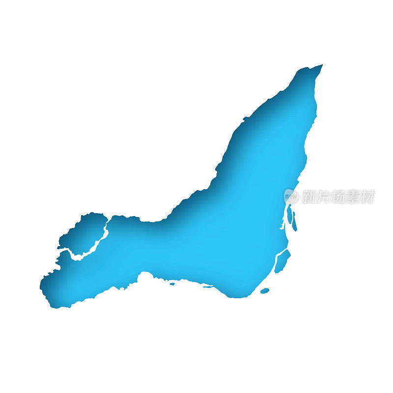 蒙特利尔岛地图-白纸在蓝色背景上剪出来