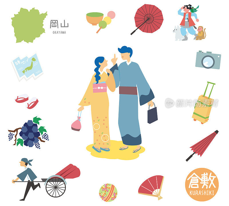 日本著名观光偶像冈山仓敷和和服情侣套装(平)