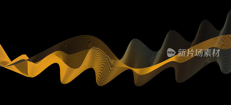 摘要金金属流动动态波浪图案设计元素背景