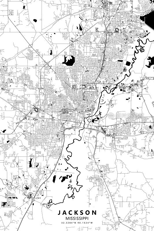 杰克逊，密西西比州，美国矢量地图