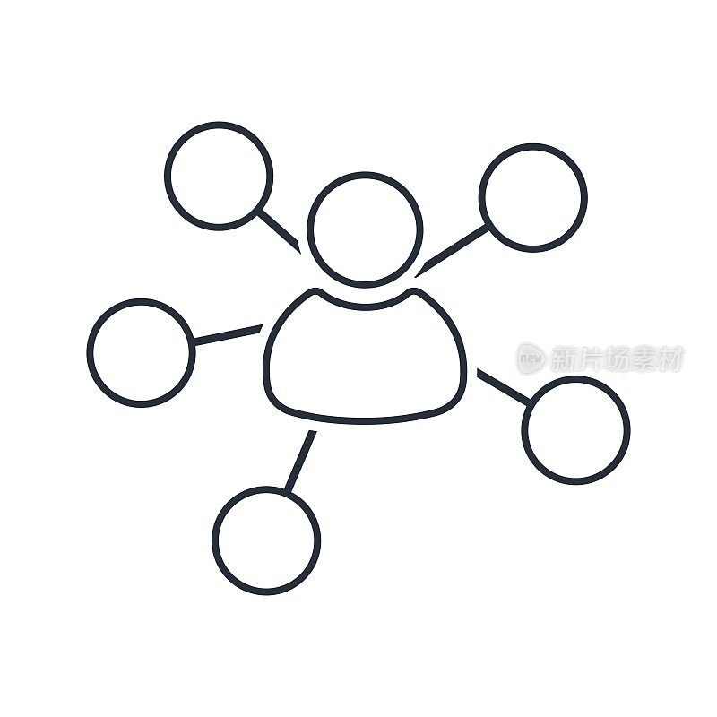 社交网络社区沟通。人关系。矢量线性图标隔离在白色背景。