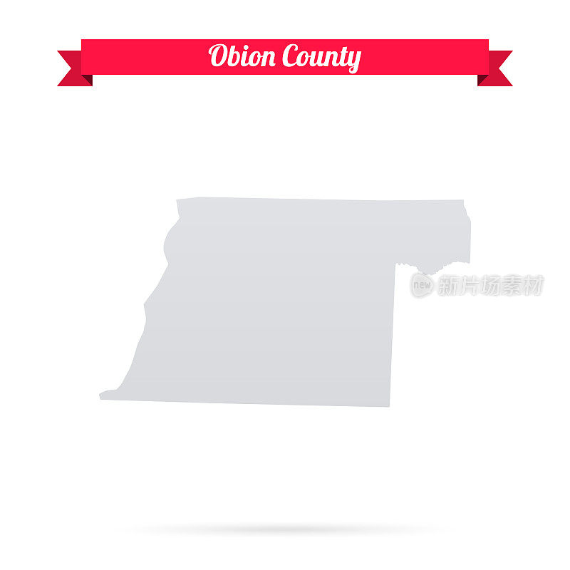 奥比恩县，田纳西州。白底红旗地图
