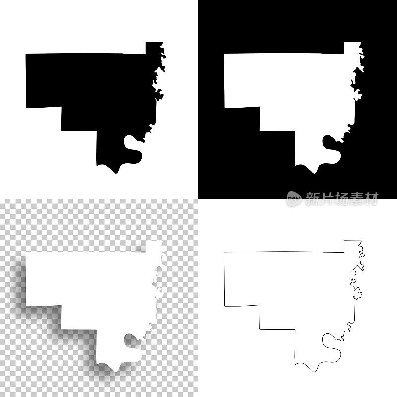 印第安纳州克劳福德县。设计地图。空白，白色和黑色背景