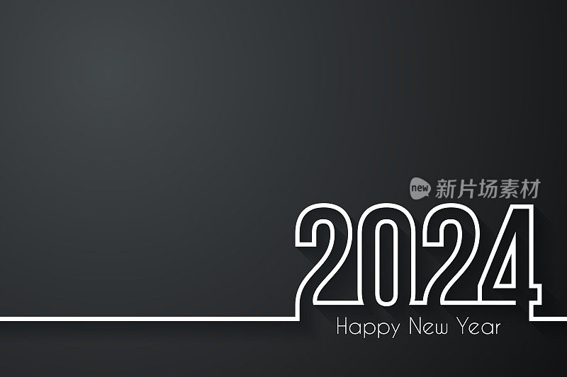 2024年新年快乐-黑色背景