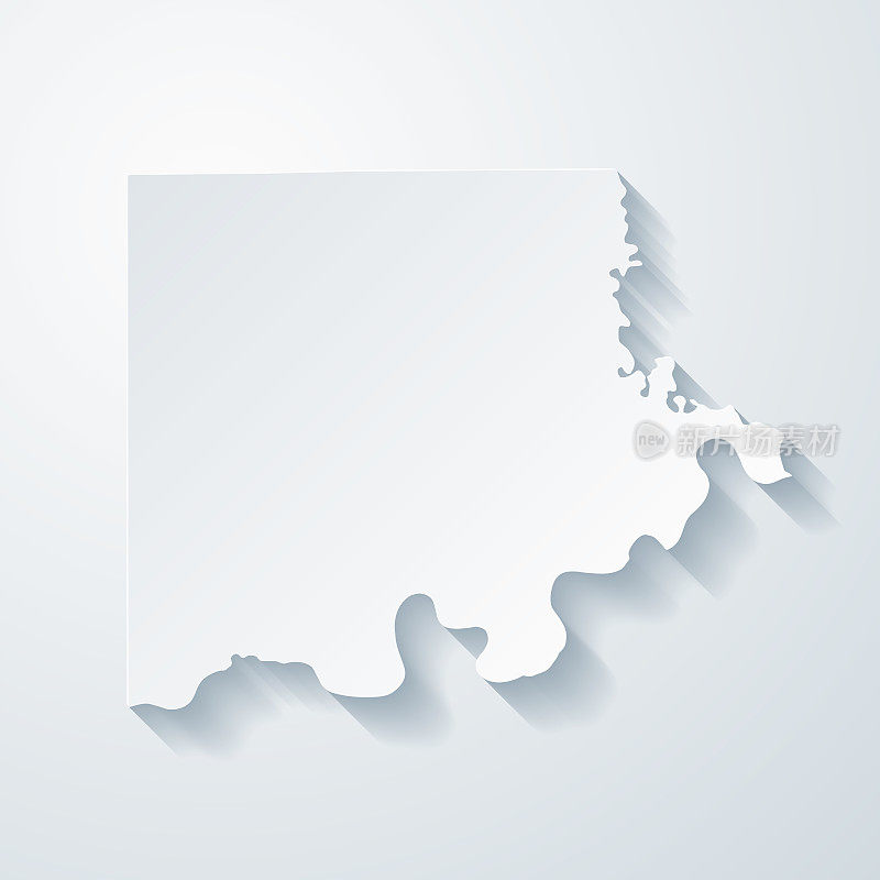 密苏里州卡罗尔县。地图与剪纸效果的空白背景