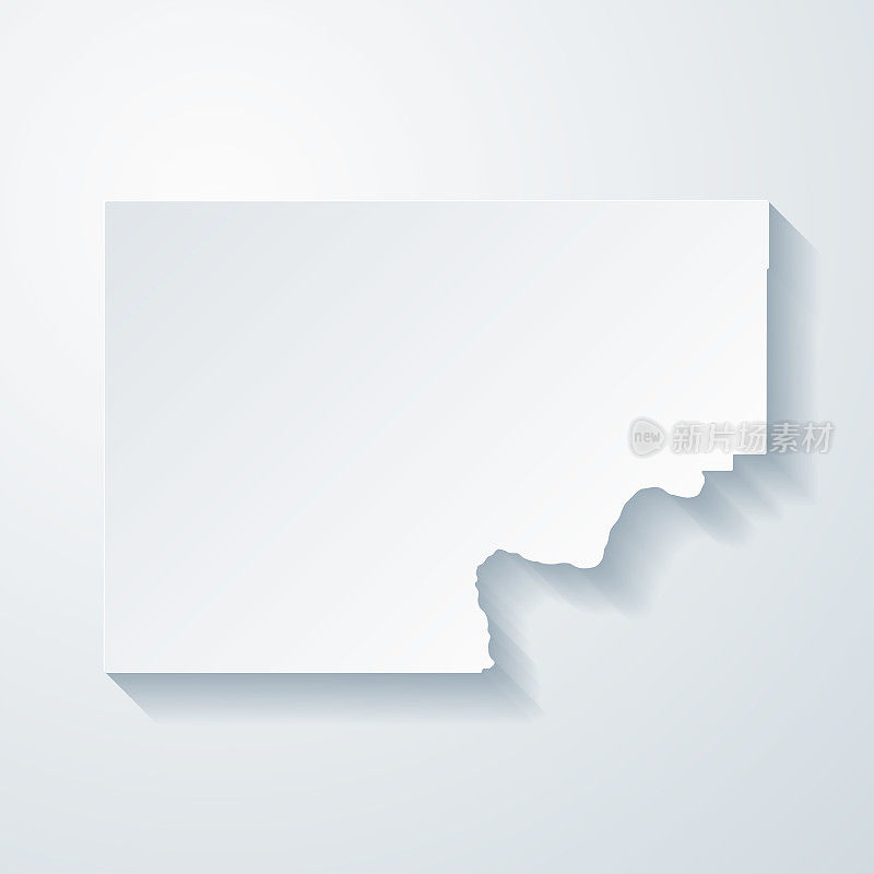 俄克拉荷马州凯县。地图与剪纸效果的空白背景