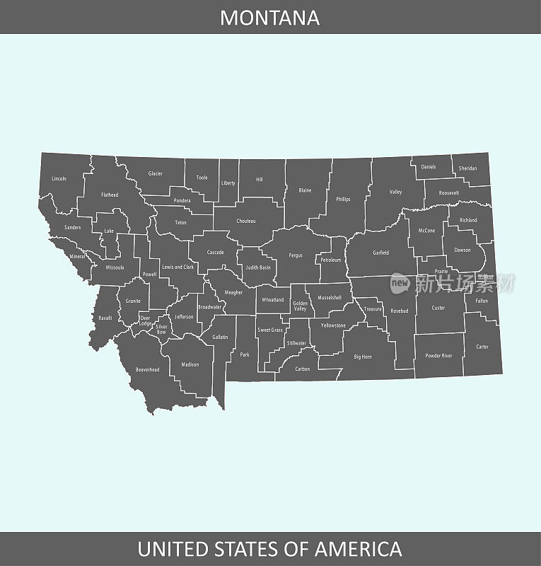 蒙大拿地图上的县
