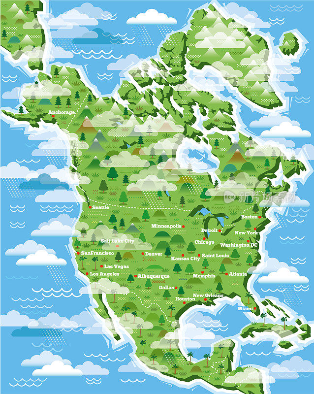 北美大地图插图