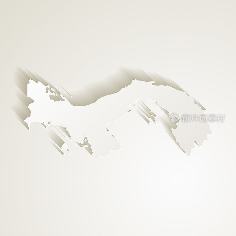 空白背景上有剪纸效果的巴拿马地图