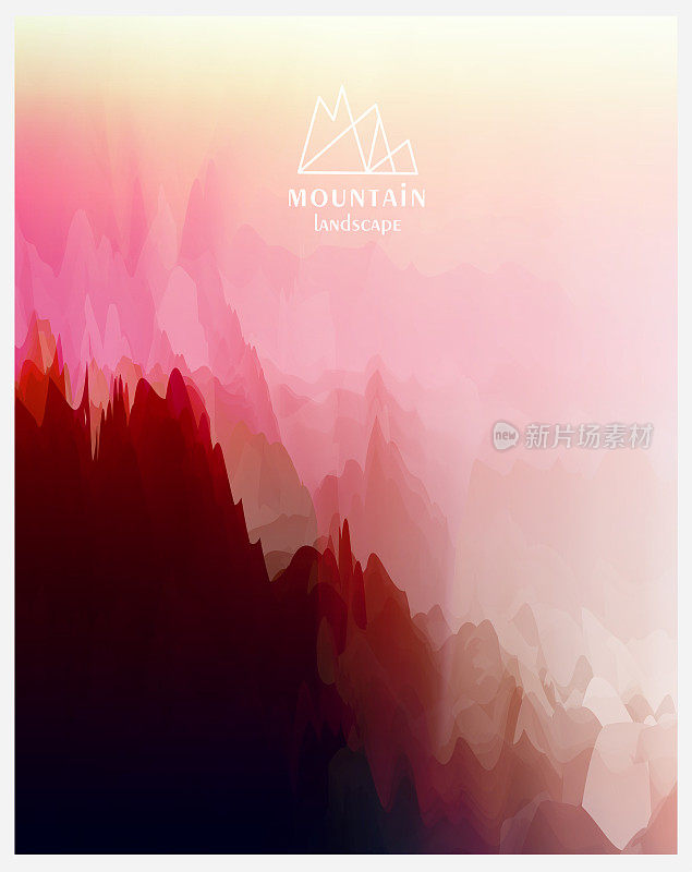 抽象Instagram风格色彩渐变水彩山景观海报背景
