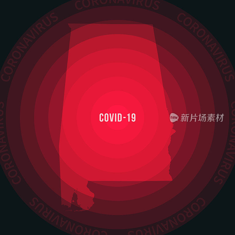 阿拉巴马州COVID-19传播地图。冠状病毒爆发