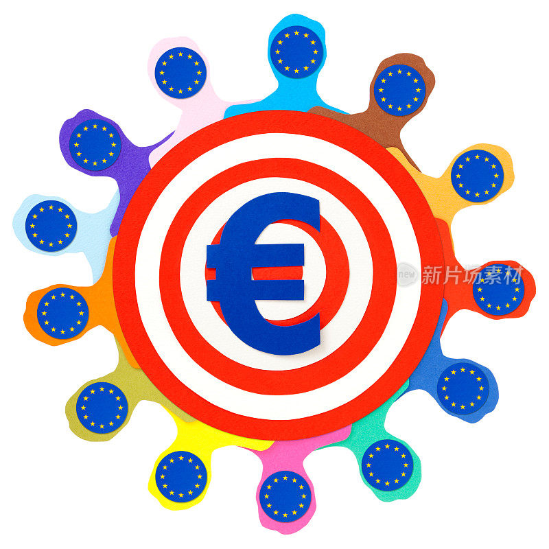 以欧元为目标标志的欧洲男人